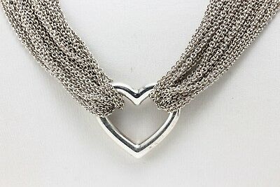 Authentic Tiffany & Co. Sterling Silver Heart Tag Toggle Choker Necklace Tiffany  Co 925 Silver Blank Heart Charm Pendant Toggle Necklace 