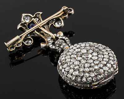 Platinum Edwardian Antique Lapel Watch Brooch With Diamonds  display picture 3
