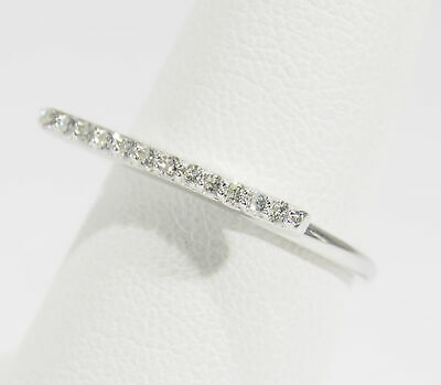 14K Diamond Bar Ring  Stackable White Gold