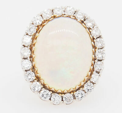 14K Diamond Opal Ring Yellow Gold 6.77ct