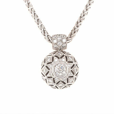 18K Asprey & Guldag Diamond Pendant and Necklace White Gold