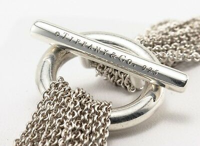 Tiffany & Co. Sterling Silver Heart Multi Strand Chain Mesh Toggle Necklace
