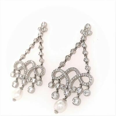 Platinum Tiffany & Co. Diamond and Pearl Drop Earring