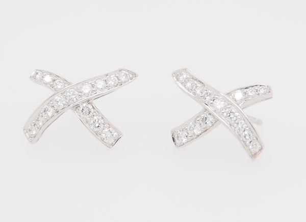 Platinum Diamond Tiffany & Co Earrings Paloma Picasso X Kiss  White