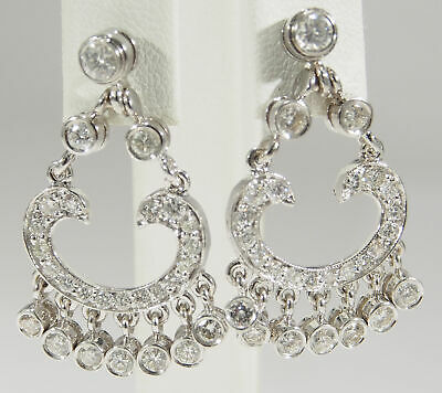 18K Diamond Dangle Earrings White Gold 2.55ctw