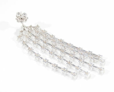 14K Diamond Earrings Chandelier Dangle Drape White Gold