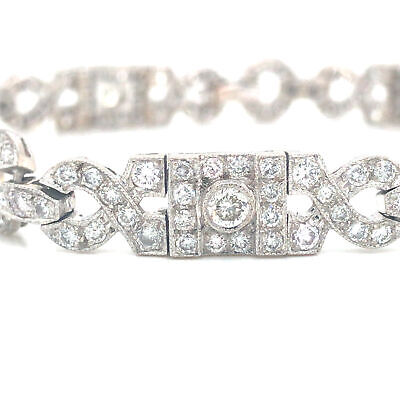 18K Art Deco Diamond Geometric Bracelet White Gold