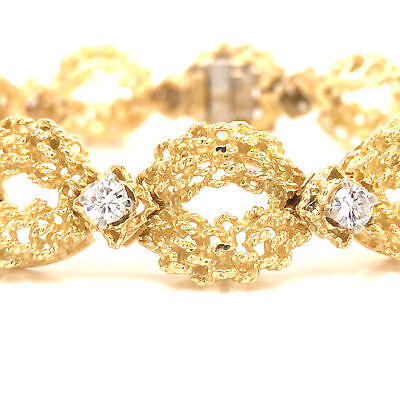 18K Hammerman Brothers Diamond Woven Link Bracelet Yellow Gold