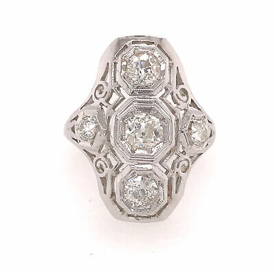 14K Vintage Old Miner Diamond Ring White Gold