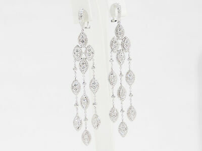 14K Diamond Dangle Earrings White Gold 3.50ctw