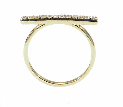 14K Diamond Bar Ring  Stackable Yellow Gold