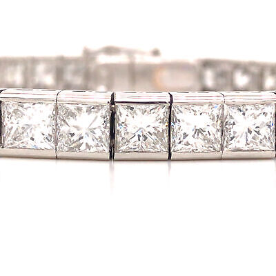 Platinum Princess Cut Diamond Channel Set Line Bracelet