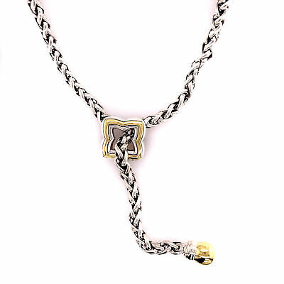 David Yurman Quatrefoil Lariat Necklace in Sterling Silver and 18K Yellow Gold