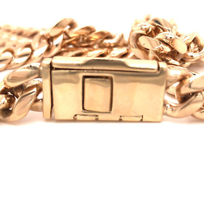 14K Pave Diamond Clasp Cuban Link Necklace Yellow Gold