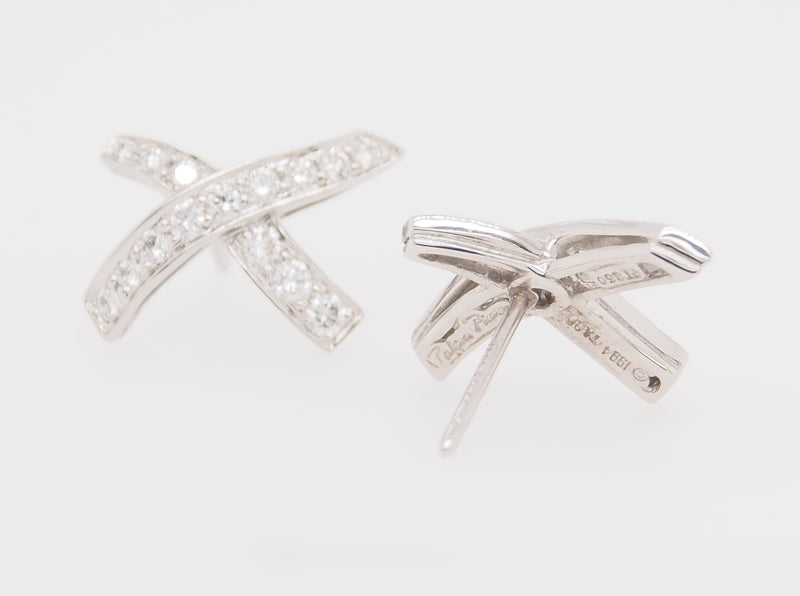 Platinum Diamond Tiffany & Co Earrings Paloma Picasso X Kiss  White