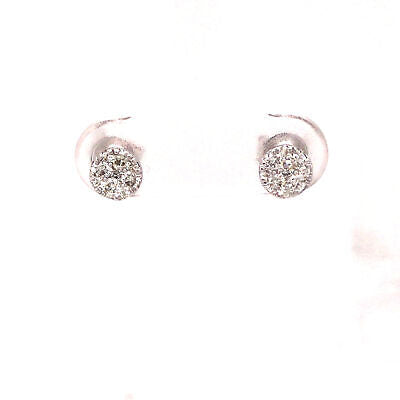 18K Diamond Cluster Earrings White Gold 0.39ctw