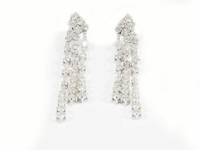 14K Diamond Dangle Earrings White Gold Chandelier