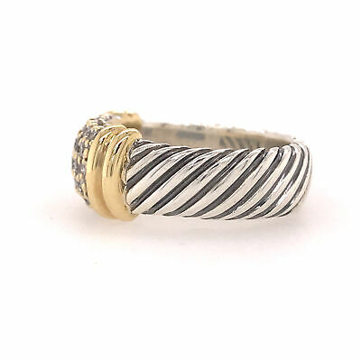 Silver 18K David Yurman Metro Dome Ring Sterling Silver and Yellow Gold