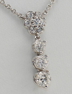 14K Diamond Flower Necklace Pendant White Gold