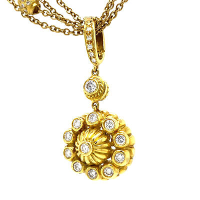 Doris Panos Diamond 3-row Necklace Enhancer Pendant 18K Yellow Gold