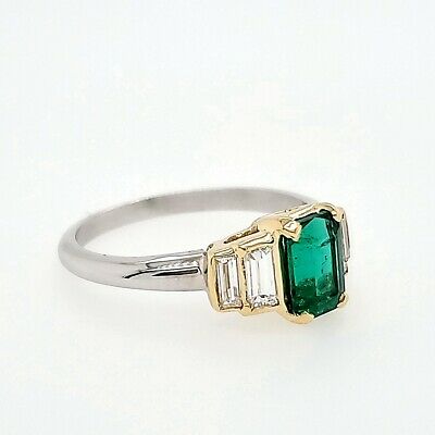 18K GIA Emerald Diamond Ring White Yellow Gold