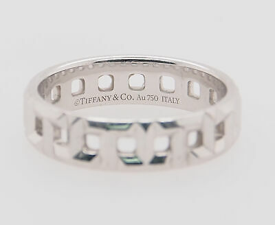 18K Tiffany & Co Ring Open Weave Band White Gold