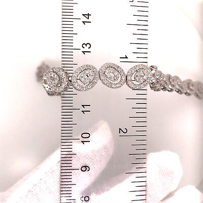 14K Diamond Double Oval Link Bracelet White Gold