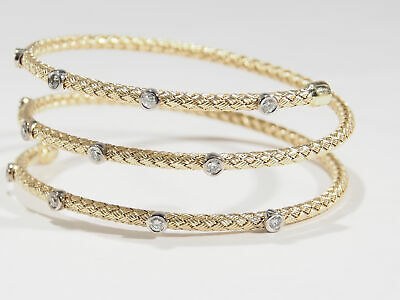 14K Diamond Bracelet Snake Coil Yellow Gold 0.70ctw