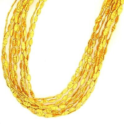 24K Hammered Gold Necklace Yellow Gold (10) Strand