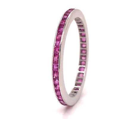 14K Ruby Channel Set Thin Eternity Band White Gold
