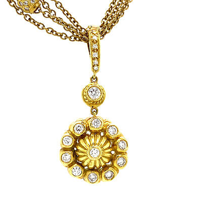 Doris Panos Diamond 3-row Necklace Enhancer Pendant 18K Yellow Gold