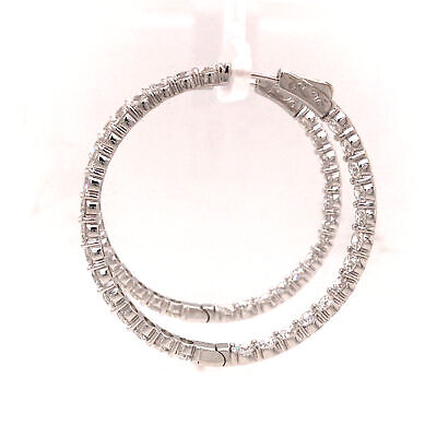 14K Diamond In/Out Hoop White Gold