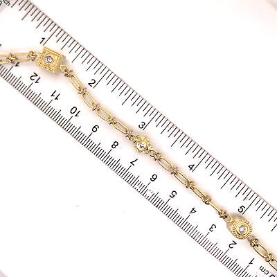 14K Vintage Diamond Station Chain Necklace Yellow Gold