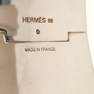 HERMES Extra Wide Clic Clac H Bracelet White Enamel Palladium Plated Hardware