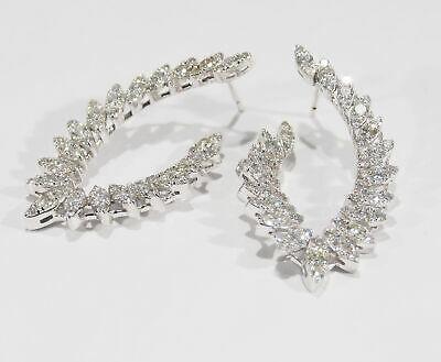 14K Diamond Earrings Marquise Shape White Gold 5.70ctw