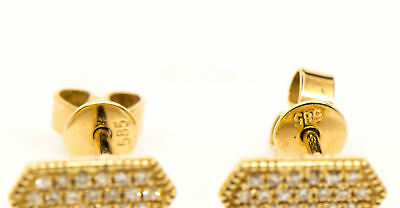 14K Diamond Cluster Earrings Hexagon Yellow Gold