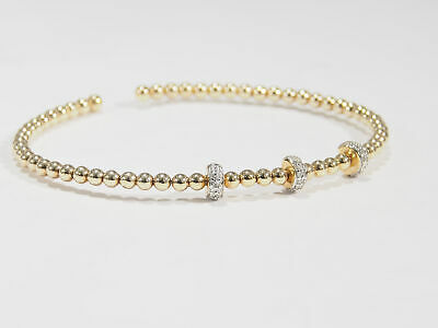 14K Diamond Flexible Bracelet Yellow Gold Cluster 0.12ctw