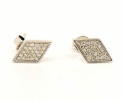 14K Diamond Cluster Earrings Stud Diamond Shape White Gold