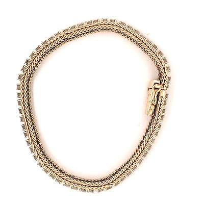 14K Diamond Line Rope Bracelet Two-Tone Gold