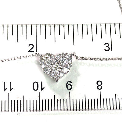 18K Diamond Pave Heart Necklace White Gold
