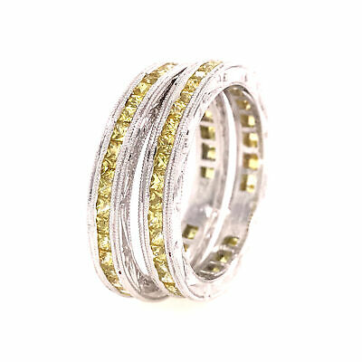 18K Yellow Sapphire Stackable Ring Set White Gold