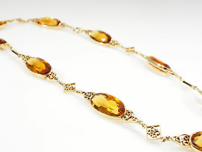 14K Citrine Necklace Yellow Gold Large Oval