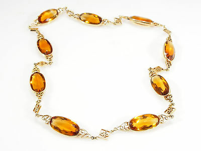 14K Citrine Necklace Yellow Gold Large Oval