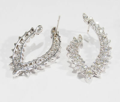14K Diamond Earrings Marquise Shape White Gold 5.70ctw