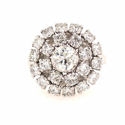 10K Vintage Diamond Cluster Ring White Gold