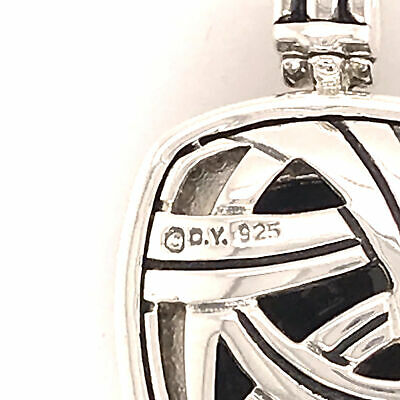 Silver David Yurman Onyx and Diamond Pendant