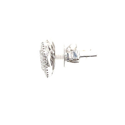 18K Diamond Cluster Stud Earrings White Gold