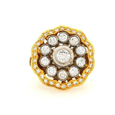 18K Vintage Diamond Ring Two-Tone Gold 3.95ctw Size 6 3/4