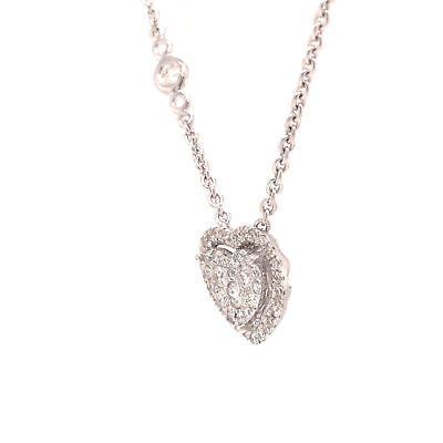18K Diamond Pave Heart Pendant Diamond By The Yard Chain White Gold