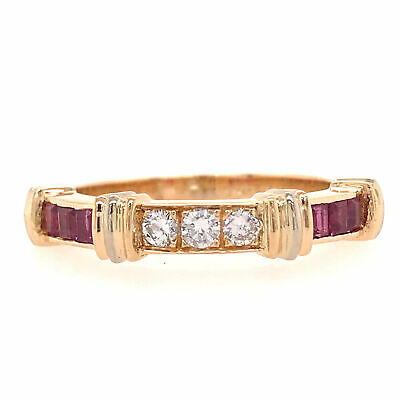18K Cartier Ruby and Diamond Band Yellow Gold